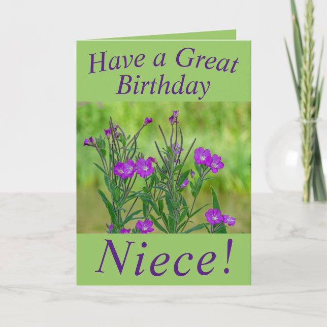 Pretty Wildflower Birthday Card for Niece (Front)