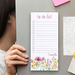 Pretty Wildflower Border Personalized To Do List Magnetic Notepad<br><div class="desc">Pretty wildflower to do list to personalize with your name. This watercolor floral design has a border of wild flowers in pink orange and yellow, with hand lettered typography. Designed as a to do list, the notepad features ruled lines and checkboxes to help keep your lists in good working order....</div>