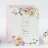 Pretty Pink Bow Wildflower Bridal Shower Invitation