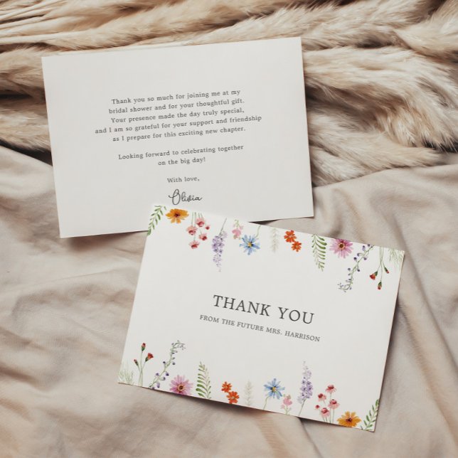 Pretty Wildflower Bridal Shower Thank You Card (Creator Uploaded)