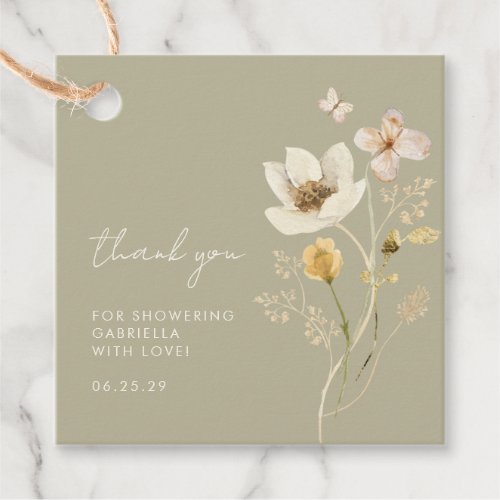 Pretty Wildflower Bridal Shower Thank You Favor Tags