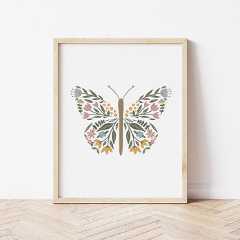 Pretty Wildflower Butterfly Art Print Poster by Orabella at Zazzle