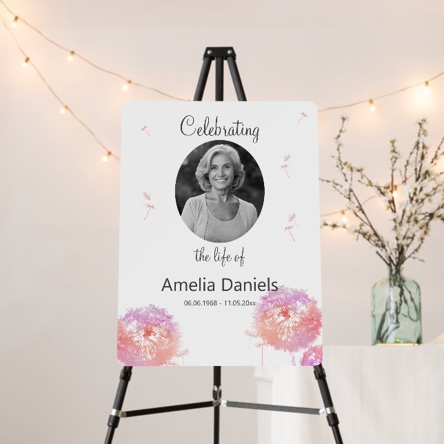 Pretty Wildflower Celebration of Life Photo Foam Board (In Situ (Stand))