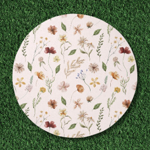 Pretty Wildflower Floral Botanical Pink Outdoor Rug