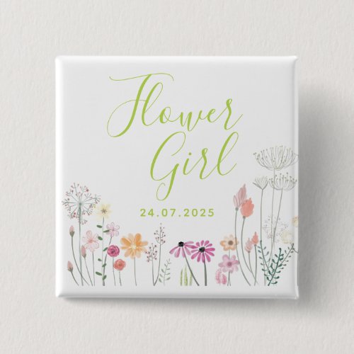 Pretty  Wildflower Flower Girl Shower Button