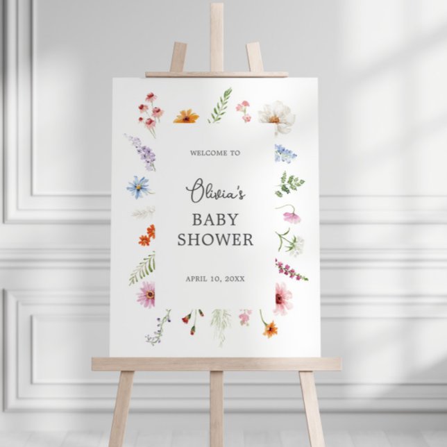 Pretty Wildflower Frame Baby Shower Welcome Foam Board (Creator Uploaded)