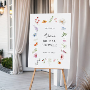 Pretty Wildflower Frame Bridal Shower Welcome Foam Board