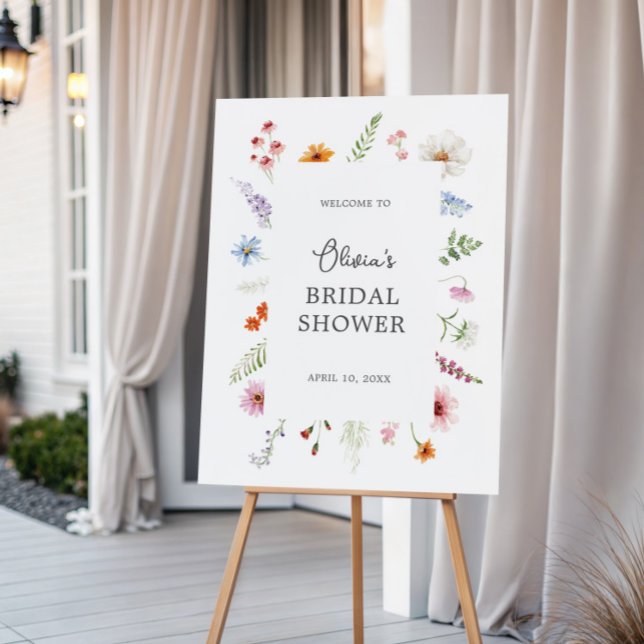 Pretty Wildflower Frame Bridal Shower Welcome Foam Board (Creator Uploaded)
