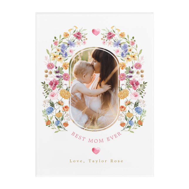 Pretty Wildflower Garden Mother's Day Photo Gift Acrylic Print (Front)