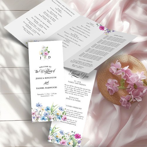 Pretty Wildflower Garden Wedding Ceremony Program