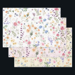 Pretty Wildflower Meadow Botanical Floral Garden Wrapping Paper Sheets<br><div class="desc">Beautiful boho-inspired wrapping paper sheets featuring cheerful watercolor wildflowers in various shades of blush,  pink,  lavender,  yellow,  blue and green.</div>