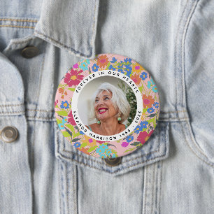 Pretty Wildflower Memorial Photo Frame with Text Button