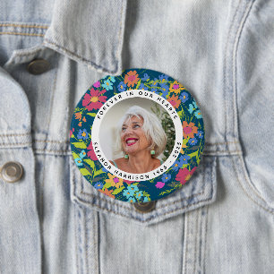 Pretty Wildflower Memorial Photo Frame with Text Button
