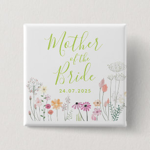 Pretty Wildflower Mother of the Bride Shower Button
