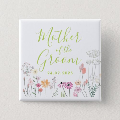 Pretty  Wildflower Mother of the Groom Shower Button