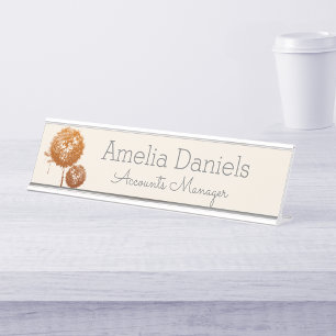 Pretty Wildflower Office Name Plate