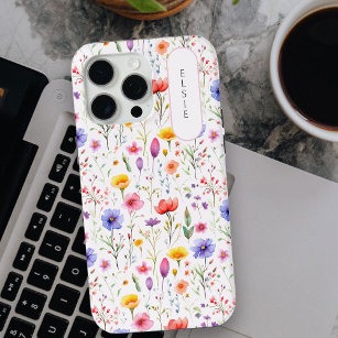Pretty Wildflower Pink Oval Nameplate iPhone XS Max Case