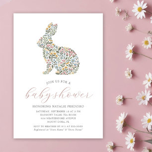 Pretty Wildflower Rabbit Baby Shower Invitation