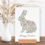 Pretty Wildflower Rabbit Happy Easter Art Print Holder<br><div class="desc">This beautiful floral rabbit art print with optional wood holder features original artwork by Orabella Prints - hand drawn wildflowers in the shape of a sweet bunny rabbit! Perfect for Easter decor for your home or office. Main colors = Dusty Rose Pink, Dusty Blue, Golden Yellow, and various shades of...</div>