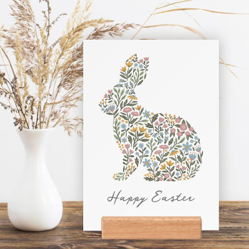 Pretty Wildflower Rabbit Happy Easter Art Print Holder by Orabella at Zazzle