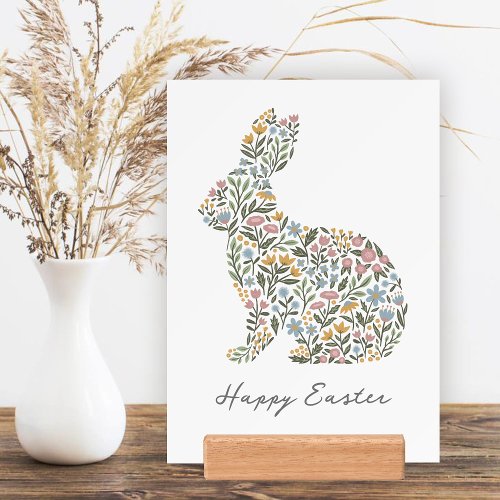 Pretty Wildflower Rabbit Happy Easter Art Print Holder