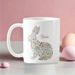 Pretty Wildflower Rabbit Personalized Easter  Coffee Mug<br><div class="desc">This simple,  elegant mug features a rabbit silhouette made up of wildflowers in dusty blue,  dusty rose pink,  golden yellow,  and green. A text template is included for easy personalization. Great for Easter or a spring birthday gift!</div>