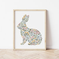 Pretty Wildflower Rabbit Spring Art
