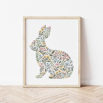 Pretty Wildflower Rabbit Spring Art Poster by Orabella at Zazzle