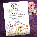 Pretty Wildflowers 90th Birthday Invitation<br><div class="desc">Pretty Wildflowers 90th Birthday Invitation For Women. Easy To Change The Sample Text To Your Own By Clicking Personalize This Template. Click Edit In Design Tool To Change The Font Type, Font Color, Font Size, Or To Add/Delete/Change The Text Or Design Elements. This Birthday Invitation Is Available For The 30th,...</div>