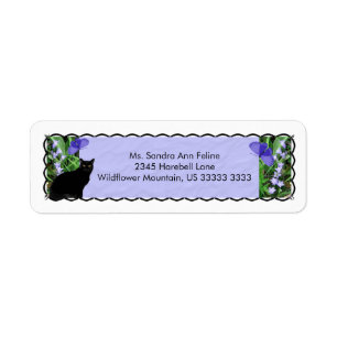 Pretty Wildflowers and Cat Return Address Labels
