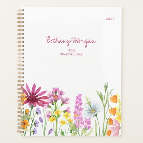 Pretty Wildflowers and Editable Quote Personalized Planner