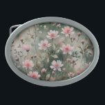 Pretty Wildflowers Belt Buckle<br><div class="desc">Nature image of small pink wildflowers</div>