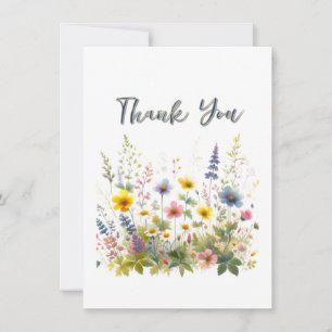 Pretty Wildflowers Birthday Party Thank You Card