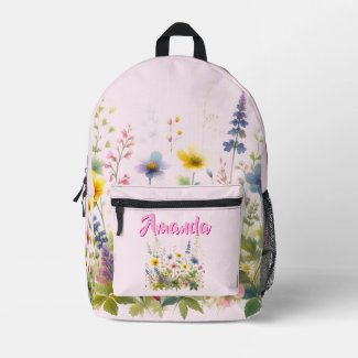 Pretty Wildflowers Blooming  Your Name Backpack