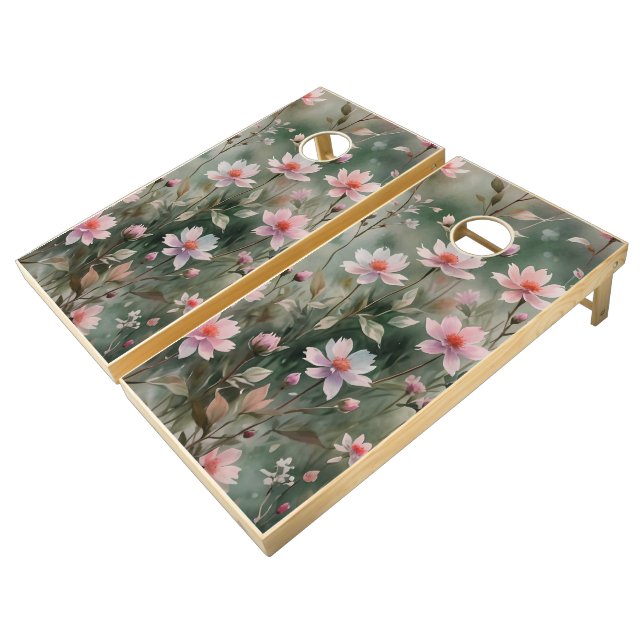 Pretty Wildflowers Cornhole Set (Angled)