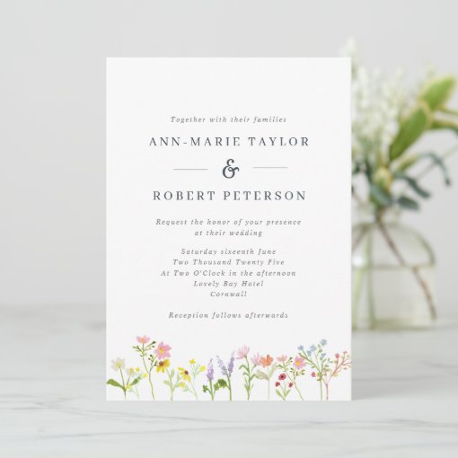 Pretty Wildflowers Cottagecore Wedding Invitation Zazzle