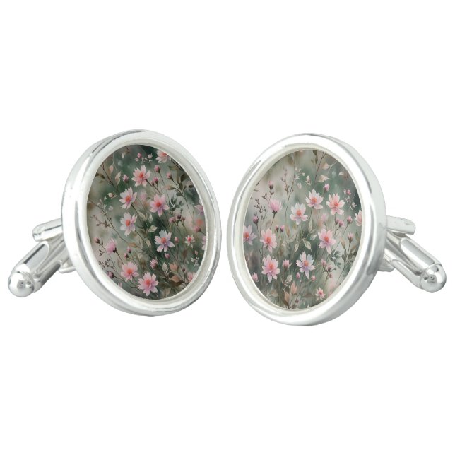 Pretty Wildflowers Cufflinks (Angled)