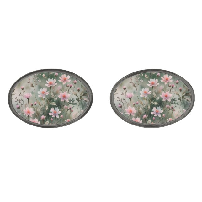 Pretty Wildflowers Cufflinks (Front)
