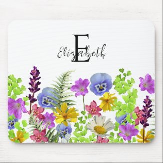 Pretty Wildflowers Custom Name and Monogram