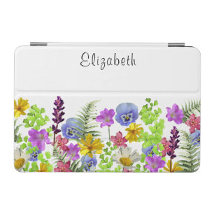 Pretty Wildflowers Custom Name iPad Mini Cover