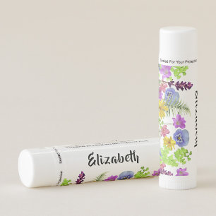 Pretty Wildflowers Custom Name  Lip Balm
