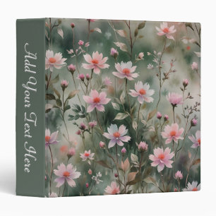 Pretty Wildflowers Custom Spine 3 Ring Binder