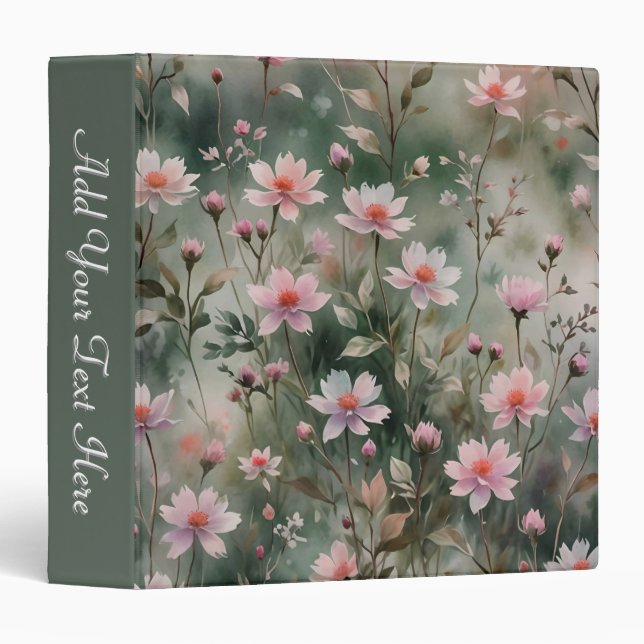 Pretty Wildflowers Custom Spine 3 Ring Binder (Front/Spine)