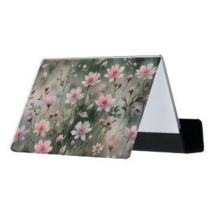 Pretty Wildflowers Desk Business Card Holder