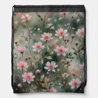 Pretty Wildflowers Drawstring Bag