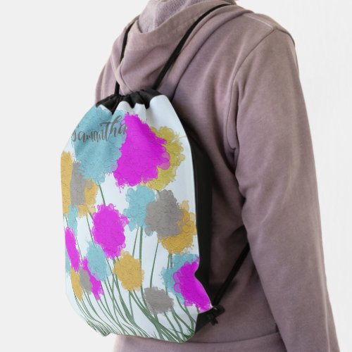 Pretty Wildflowers Drawstring Bag
