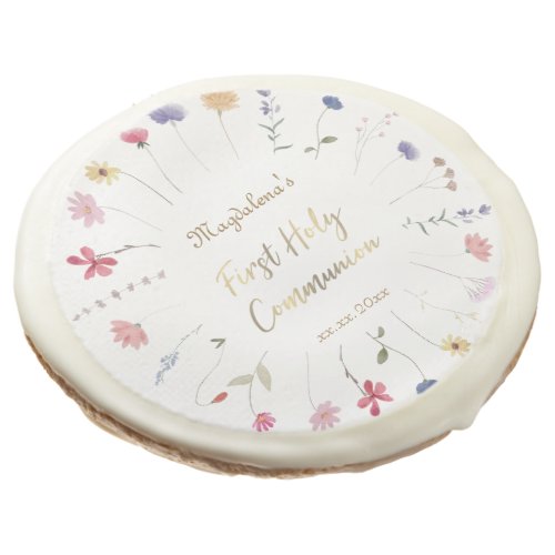 pretty wildflowers First Holy Communion Sugar Cookie