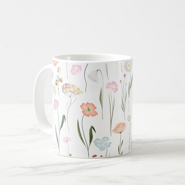 Pretty Wildflowers Floral Pattern Coffee Mug (Front Left)