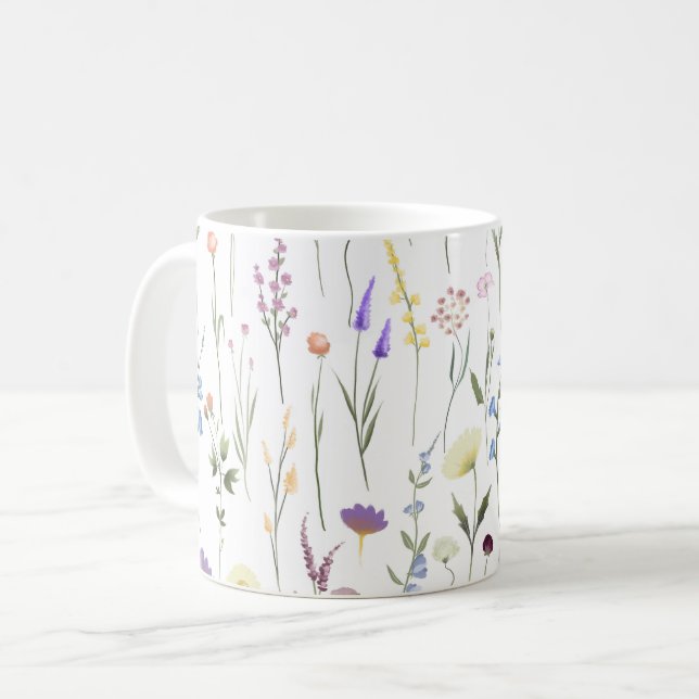 Pretty Wildflowers Floral Pattern Coffee Mug (Front Left)