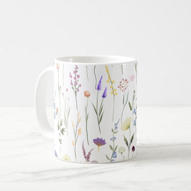 Pretty Wildflowers Floral Pattern Coffee Mug (Front Left)